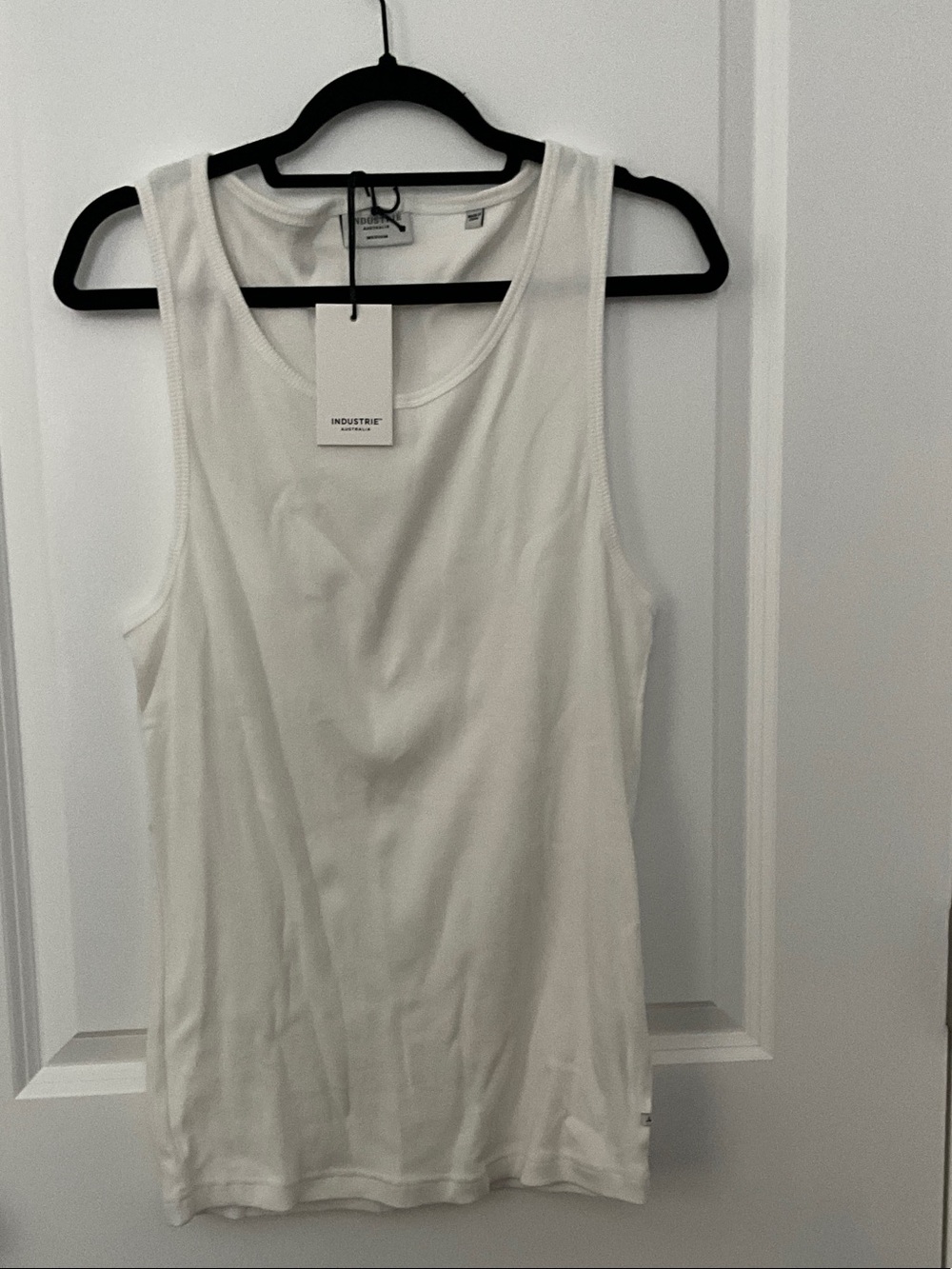 Industrie Clothing White Men’s Tank Top — Sleeveless Scoop Neck